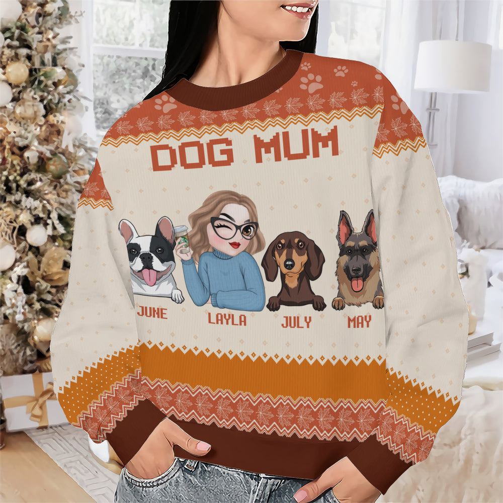 PSTS18 Dog Mom Mum Autumn Leave - Personalized Custom Sweater