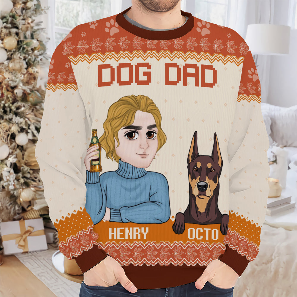 PSTS20 Dog Dad Autumn Leave - Personalized Custom Sweater