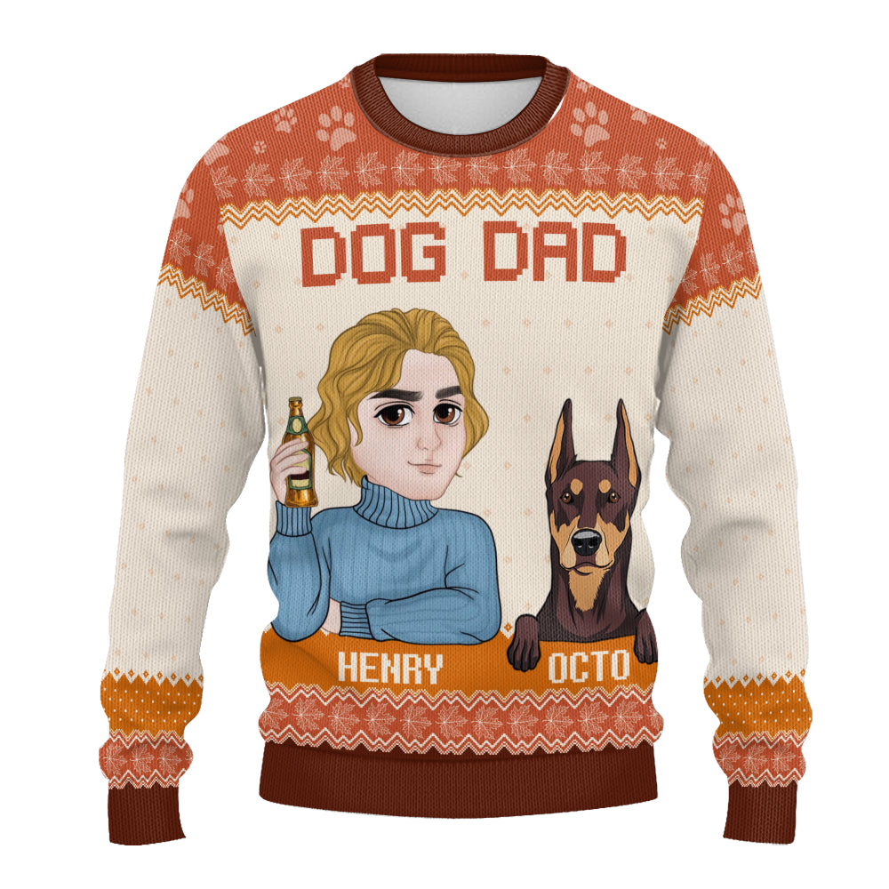 PSTS20 Dog Dad Autumn Leave - Personalized Custom Sweater