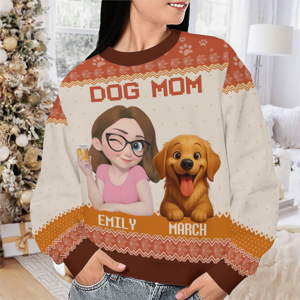 PSTS19 Dog Mom Mum Pack 3D Autumn Leave - Personalized Custom Sweater