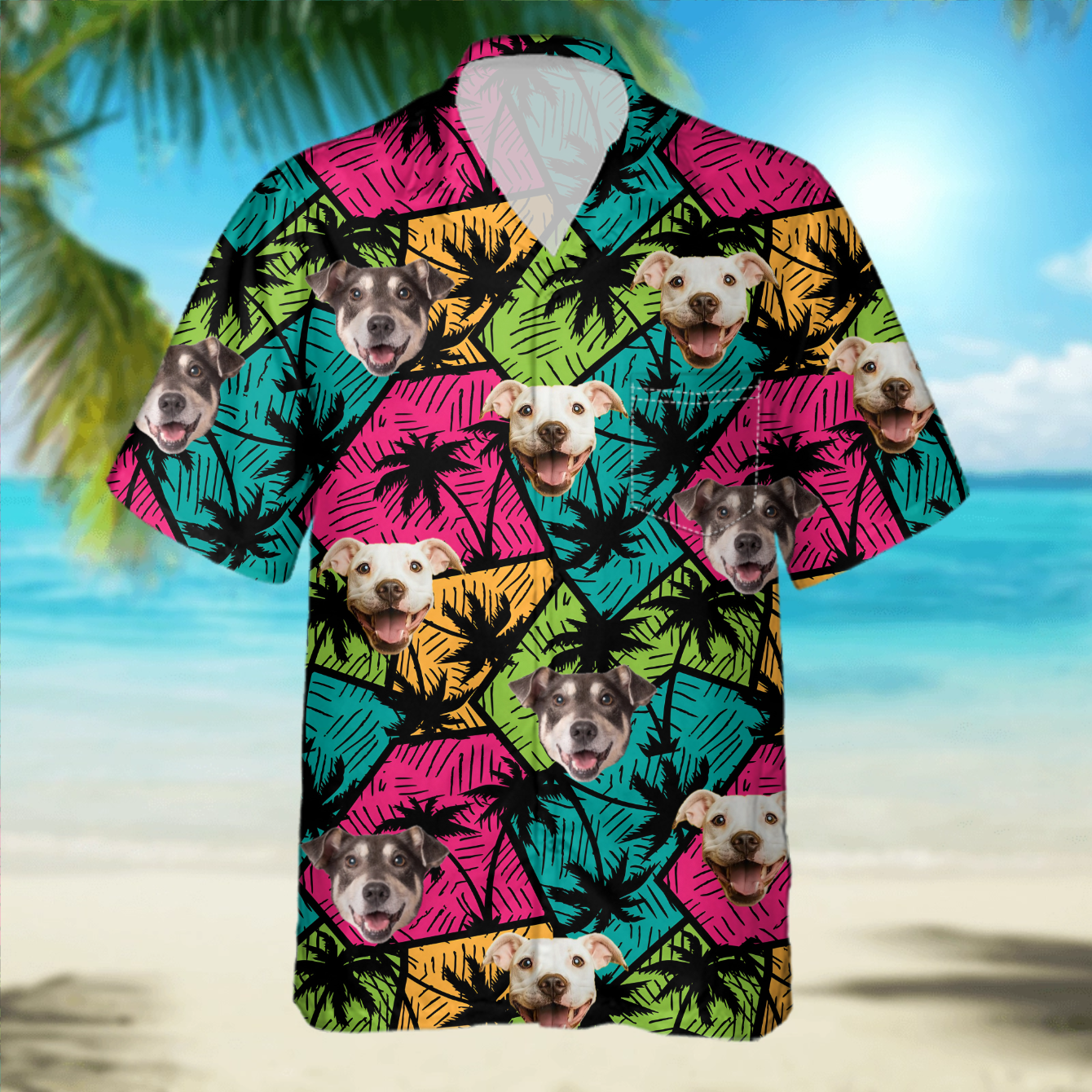 PSH08 Personalized Photo Upload Dog Lover Aloha Hawaiian Shirt