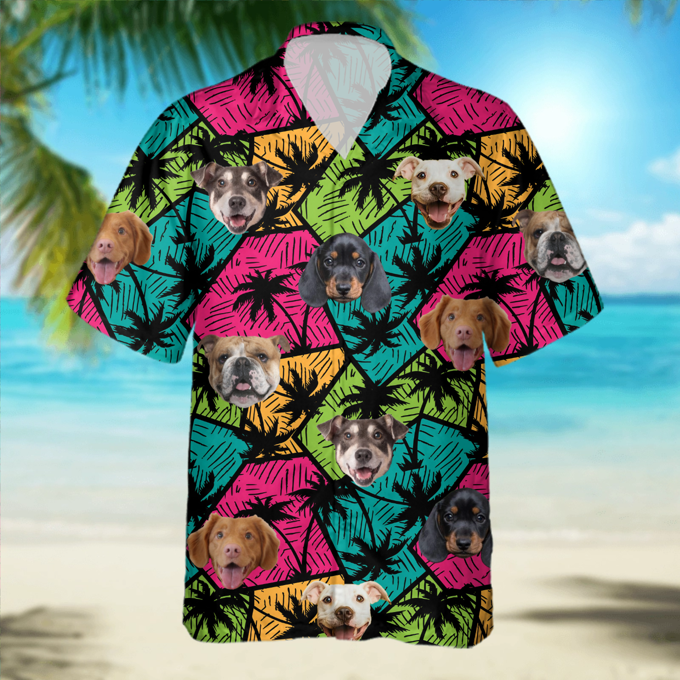 PSH08 Personalized Photo Upload Dog Lover Aloha Hawaiian Shirt