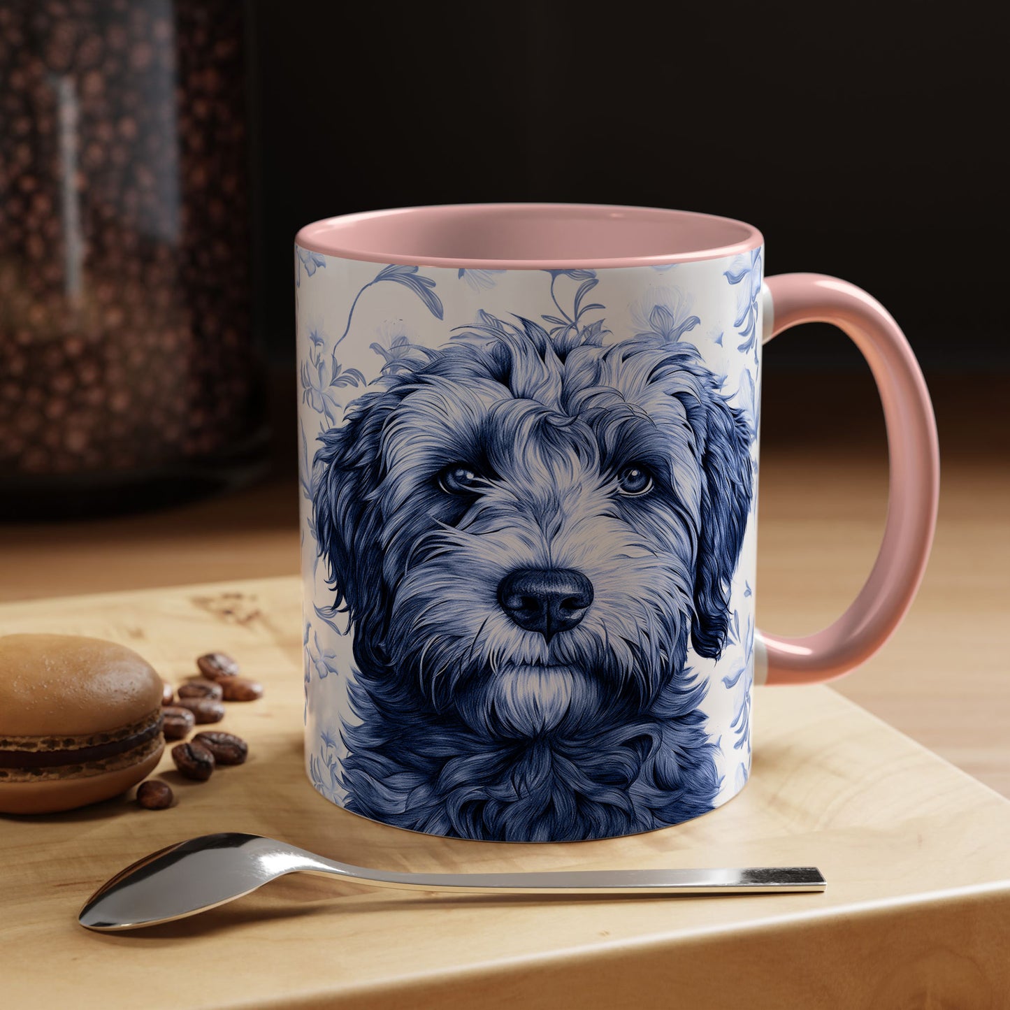 PST75 Toile De Jouy Style Doodle Dog Lover - White Mug Accent Mug