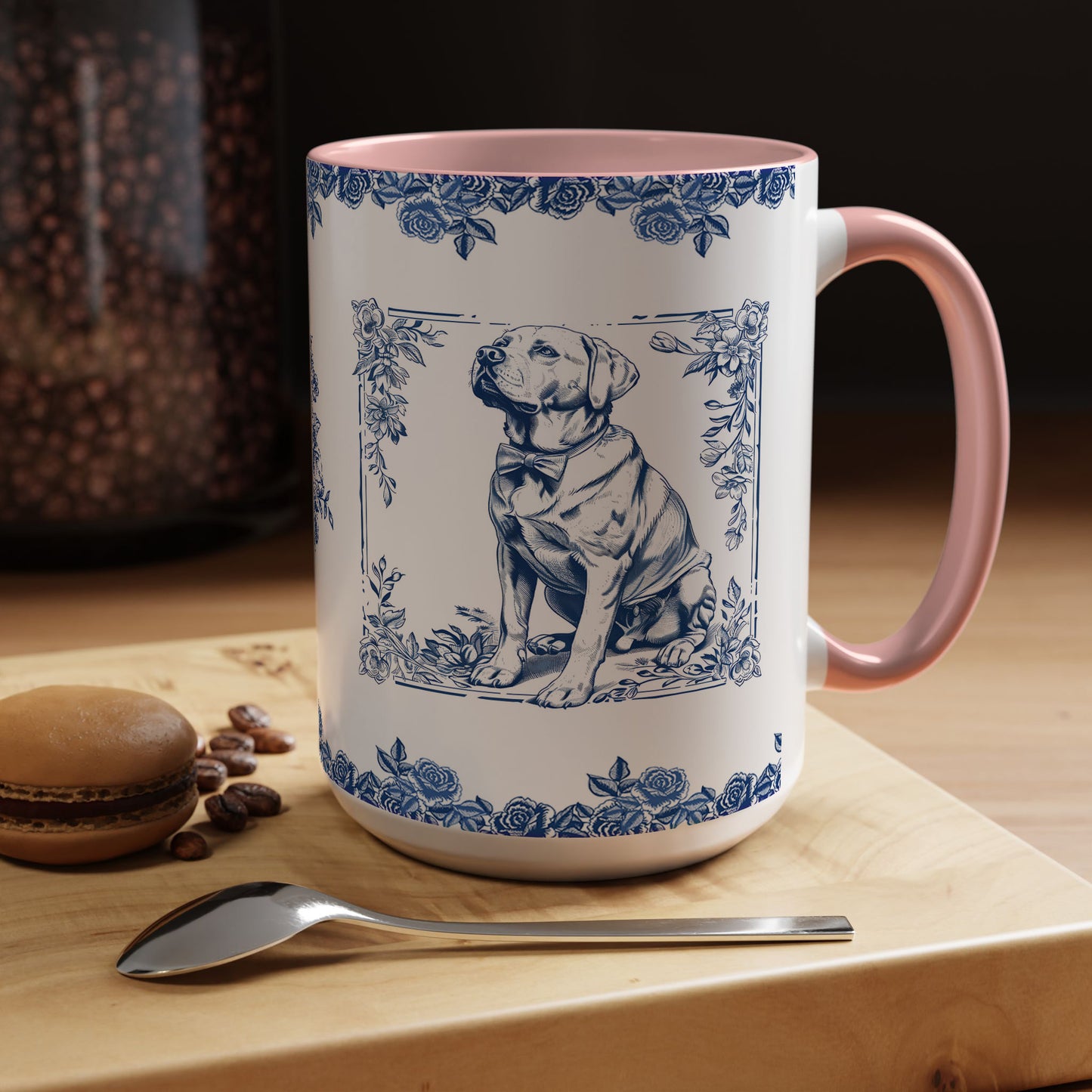 PST73 Toile De Jouy Style Labrador Dog Lover - White Mug Accent Mug