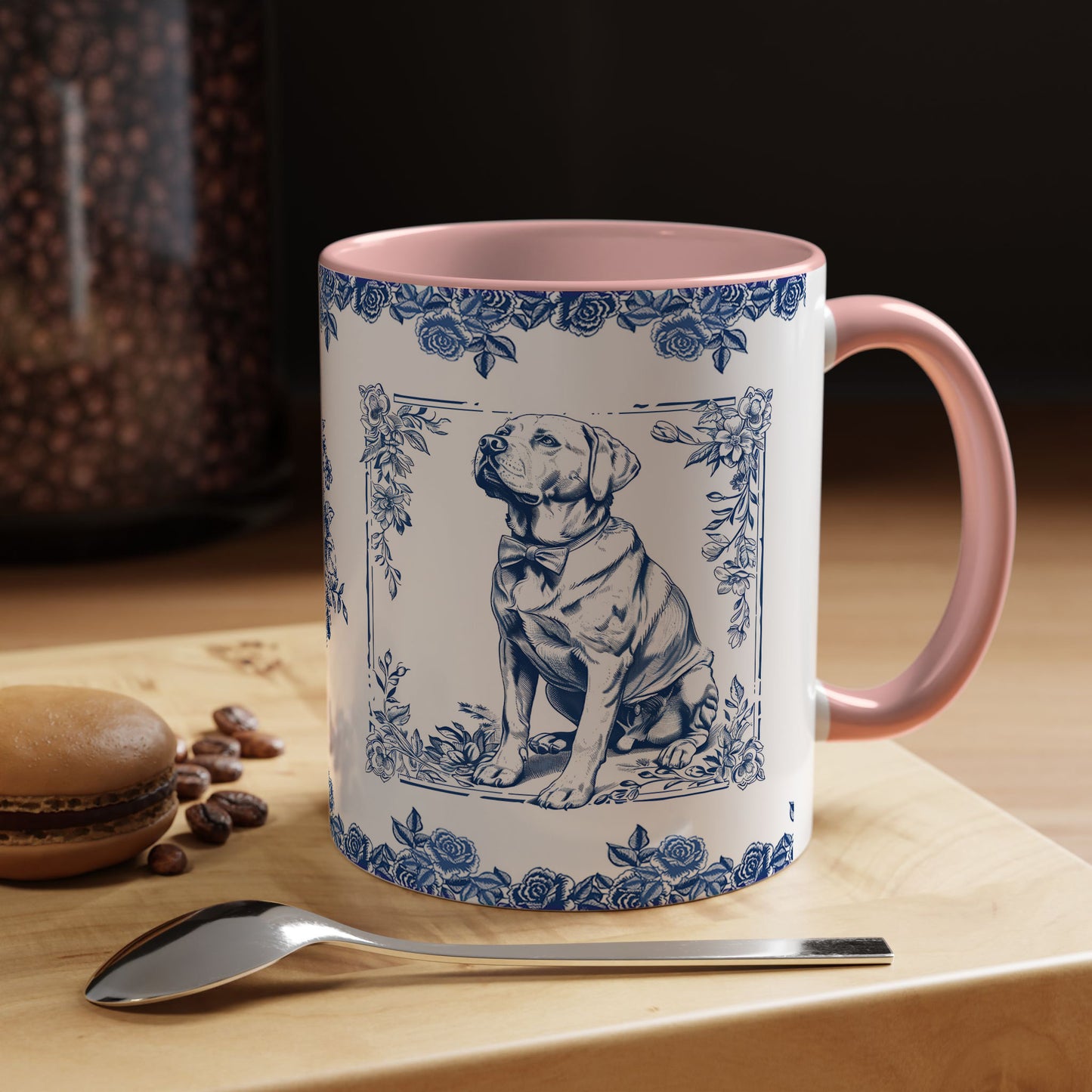 PST73 Toile De Jouy Style Labrador Dog Lover - White Mug Accent Mug