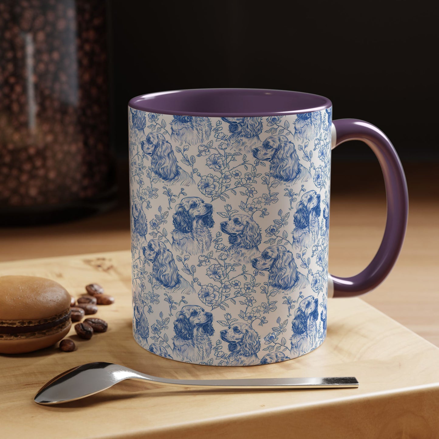 PST70 Toile De Jouy Style Cocker Spaniel Dog Lover - White Mug Accent Mug