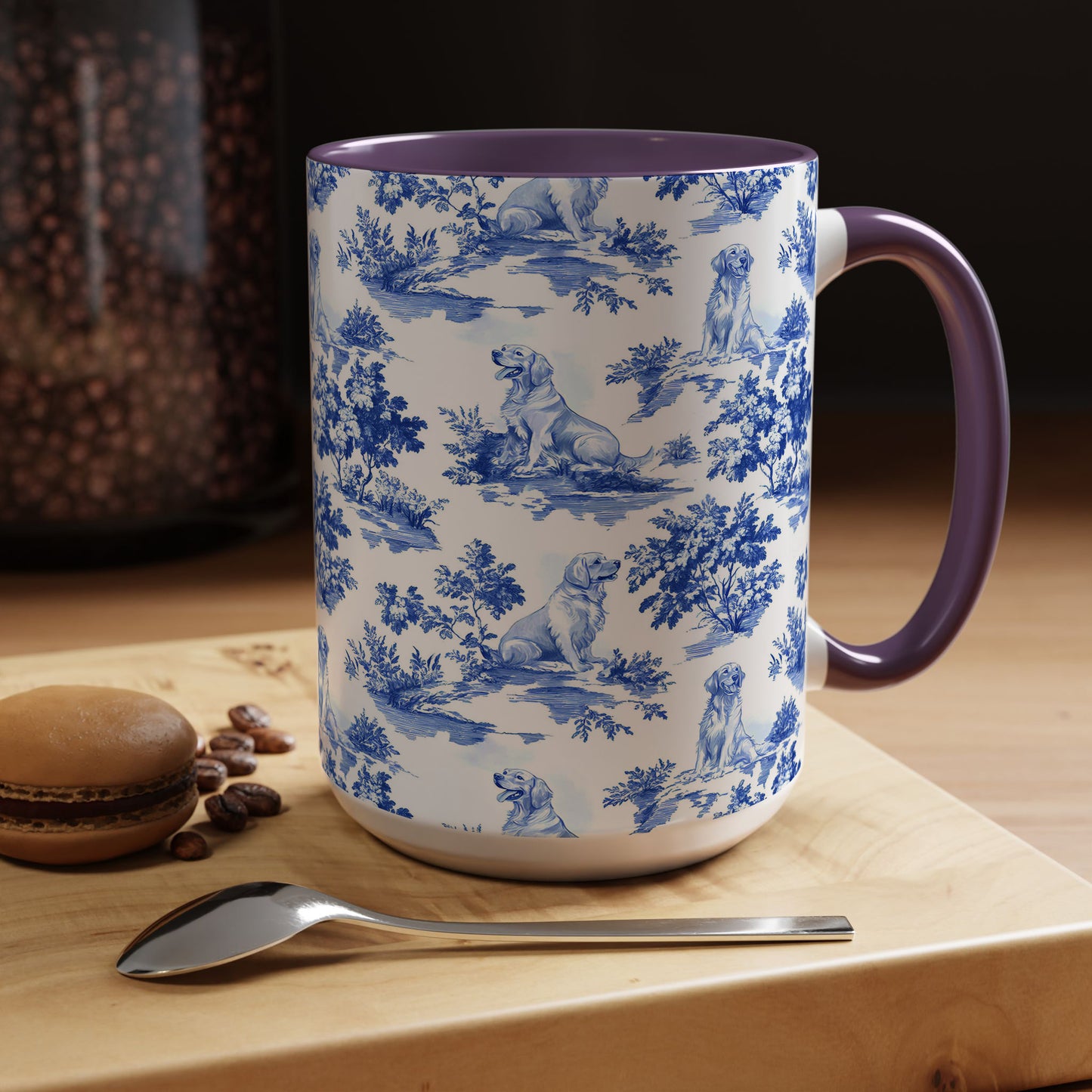 PST66 Toile De Jouy Style Golden Retriever Dog Lover - White Mug Accent Mug