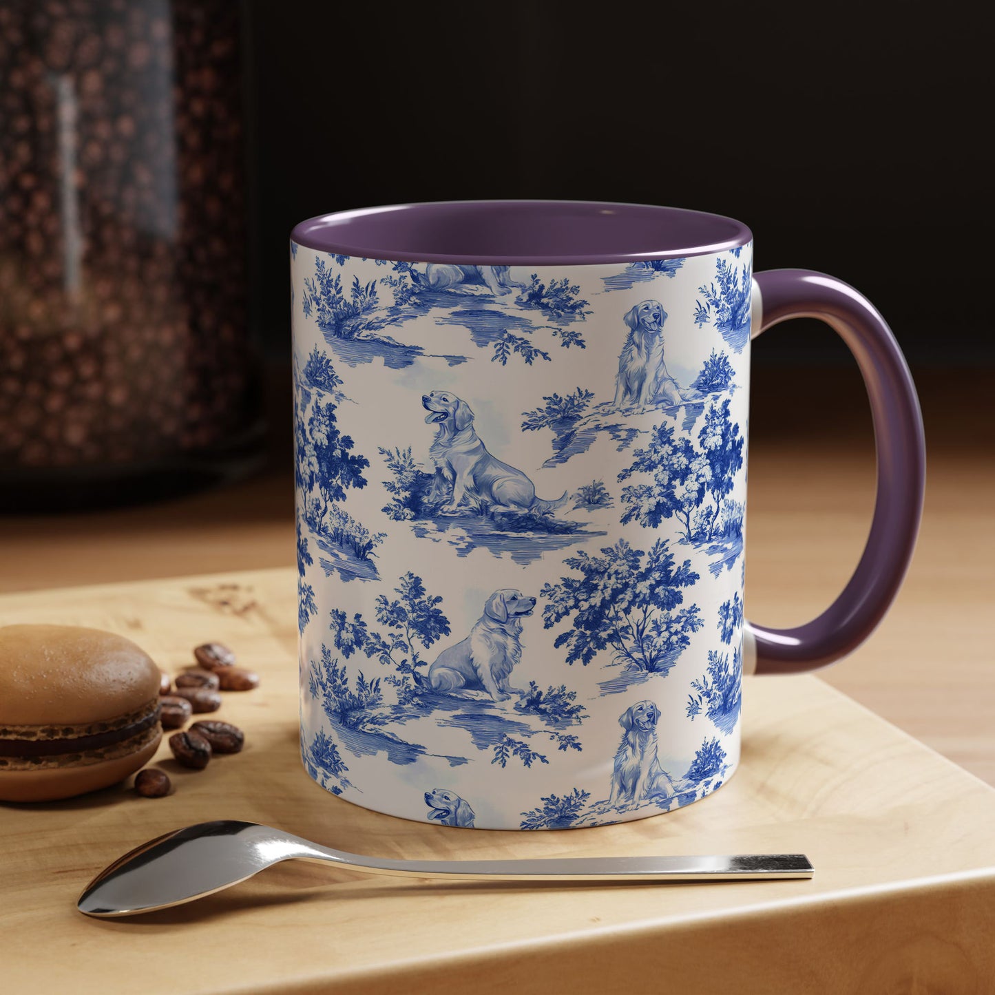 PST66 Toile De Jouy Style Golden Retriever Dog Lover - White Mug Accent Mug