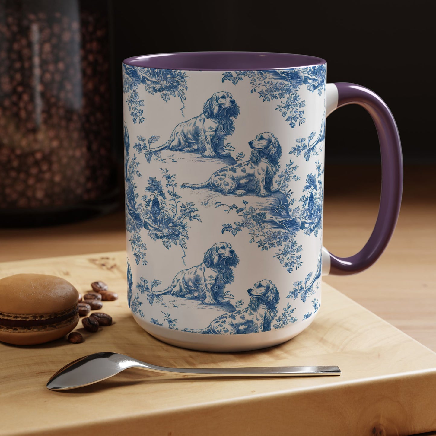 PST71 Toile De Jouy Style Cocker Spaniel Dog Lover - White Mug Accent Mug
