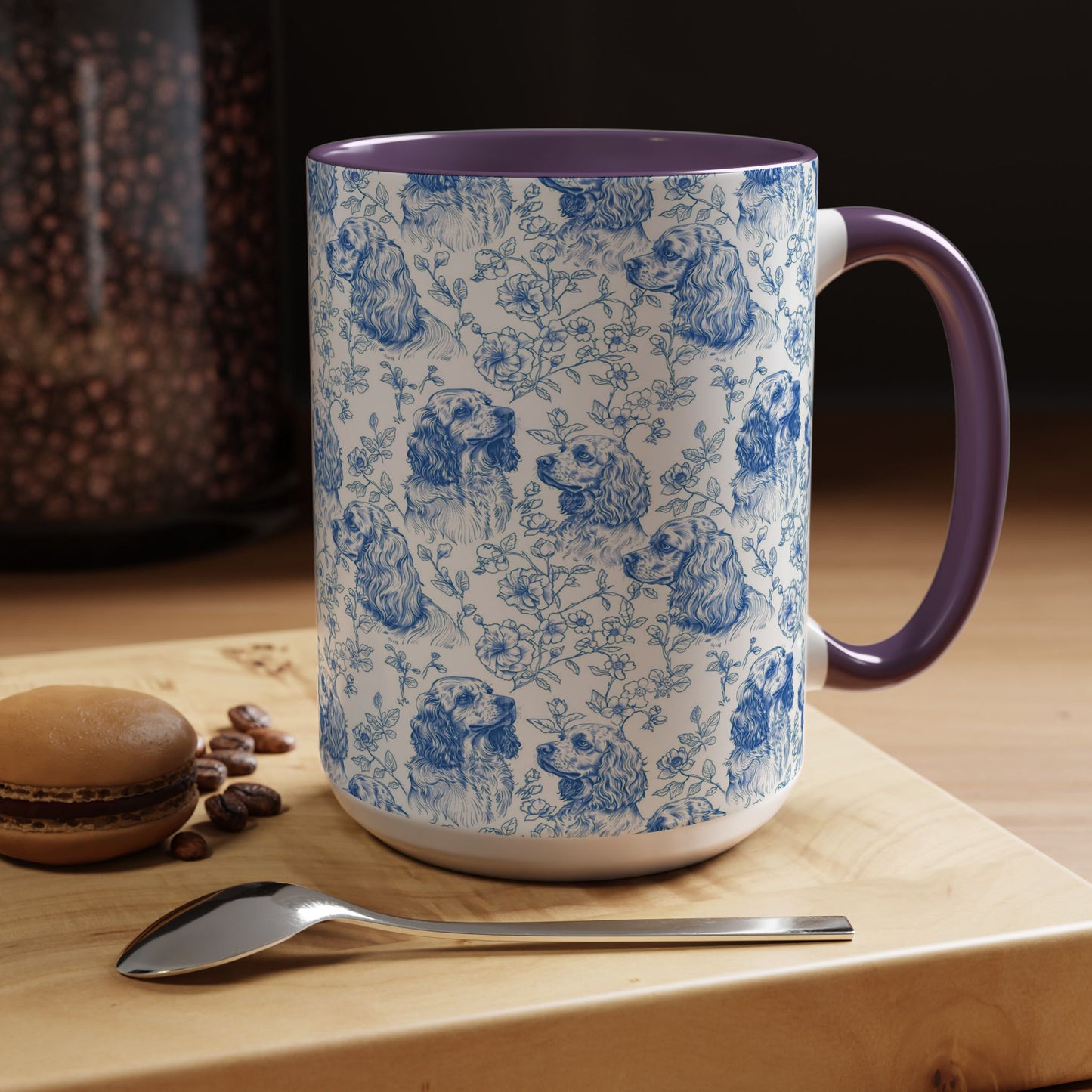 PST70 Toile De Jouy Style Cocker Spaniel Dog Lover - White Mug Accent Mug
