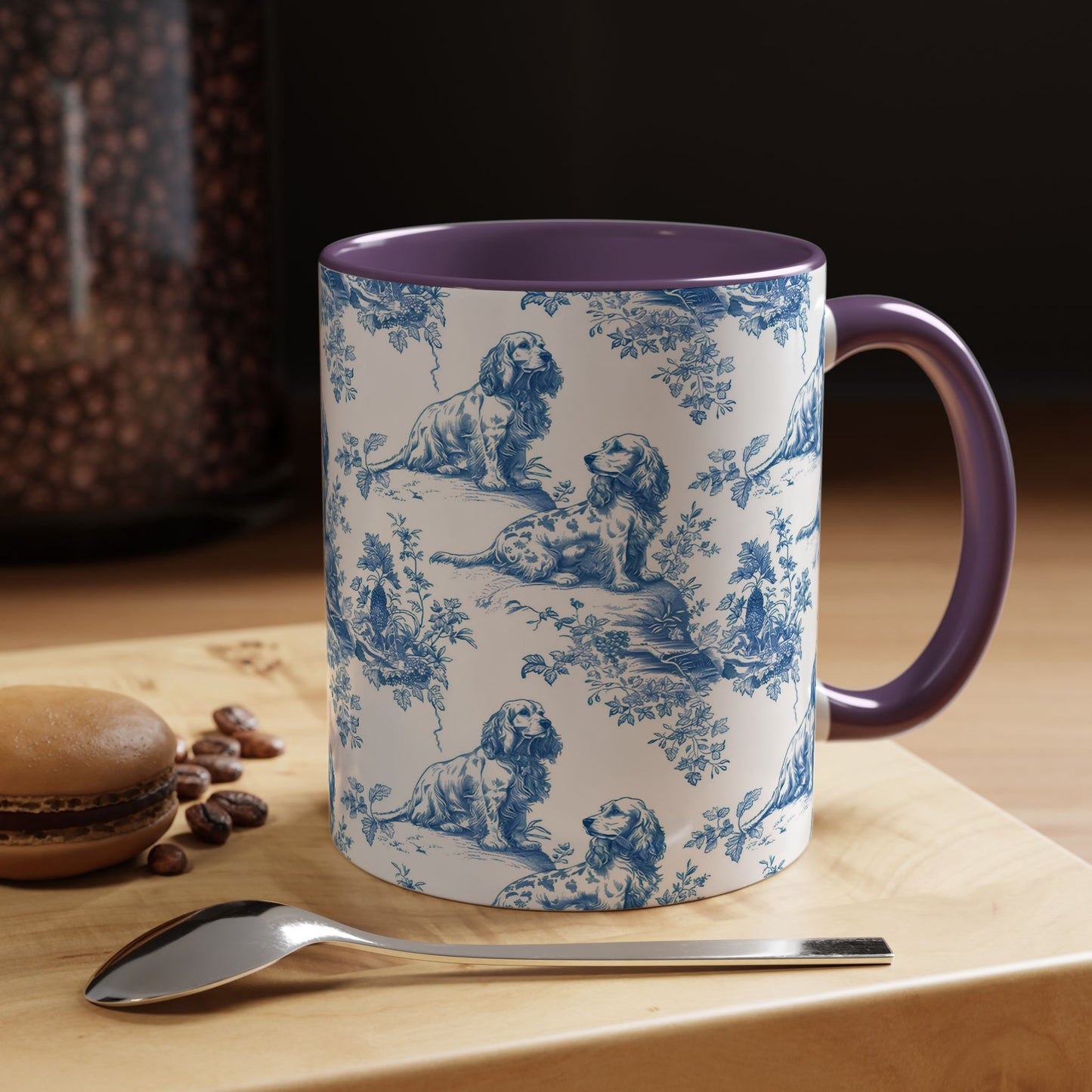 PST71 Toile De Jouy Style Cocker Spaniel Dog Lover - White Mug Accent Mug