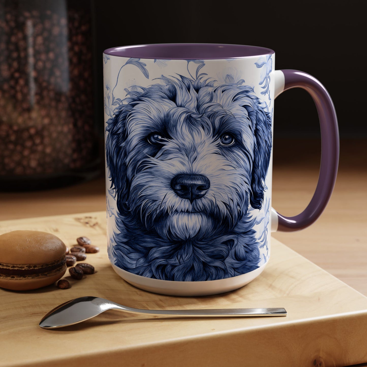 PST75 Toile De Jouy Style Doodle Dog Lover - White Mug Accent Mug
