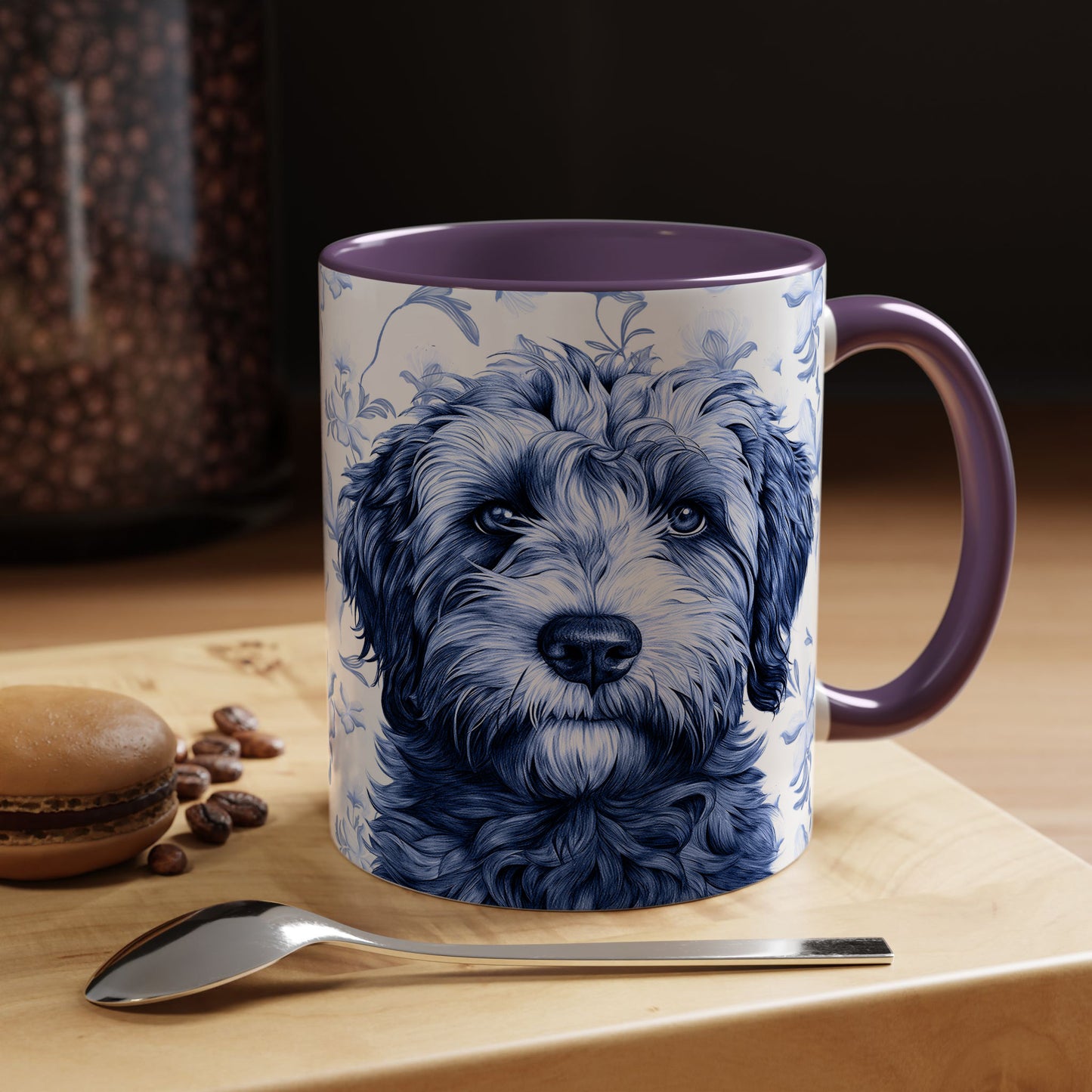 PST75 Toile De Jouy Style Doodle Dog Lover - White Mug Accent Mug
