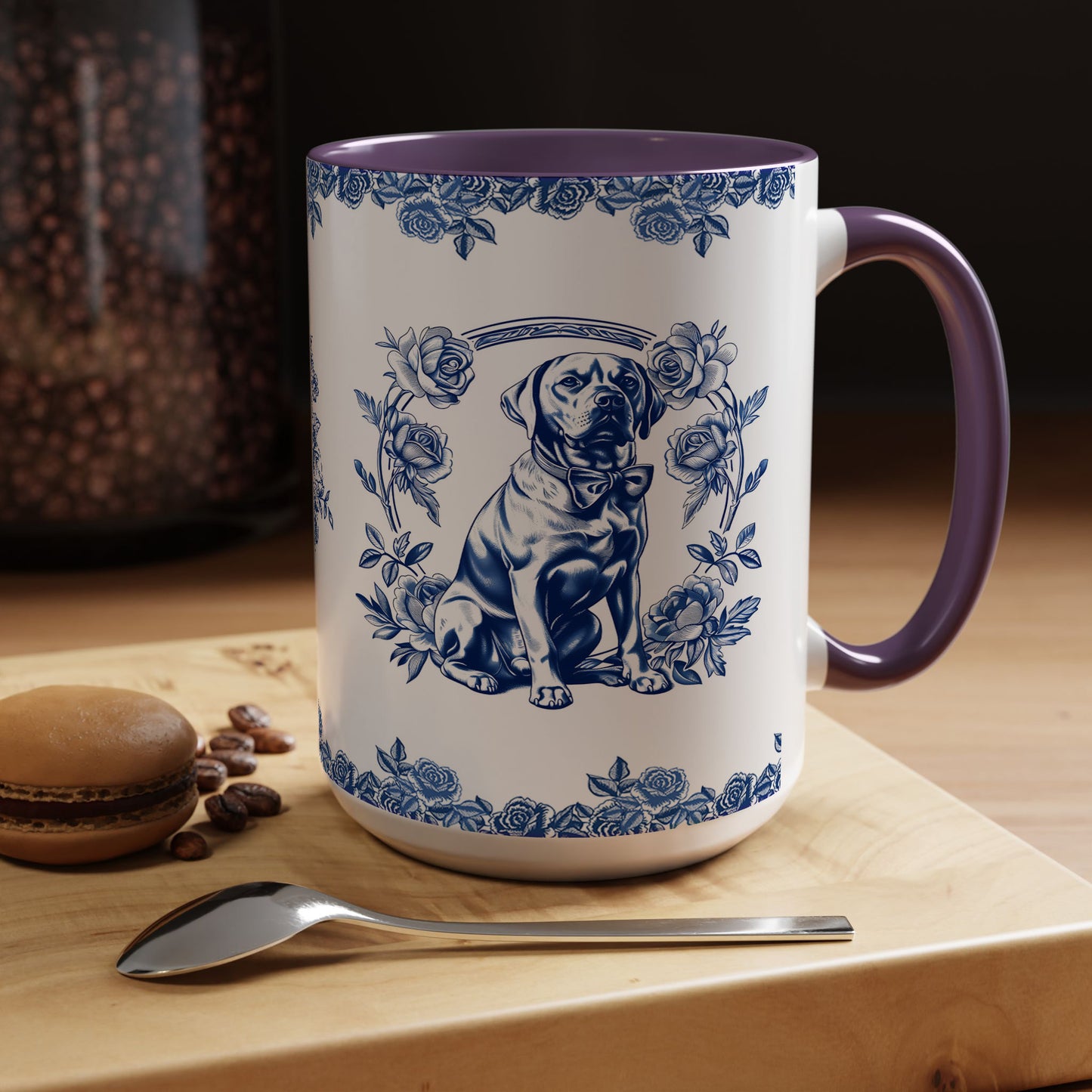 PST74 Toile De Jouy Style Rose Labrador Dog Lover - White Mug Accent Mug