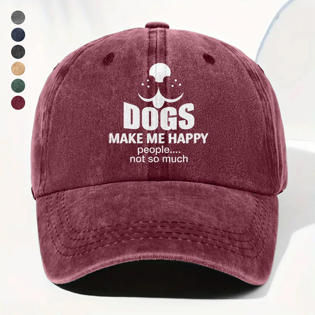 PSC17 Dogs Make Me Happy People Not So Much - Wash Denim Cap