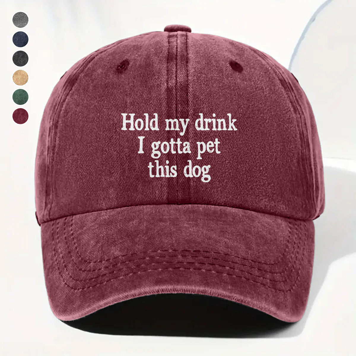PSC07 Hold My Drink I Gotta Pet This Dog - Wash Denim Cap