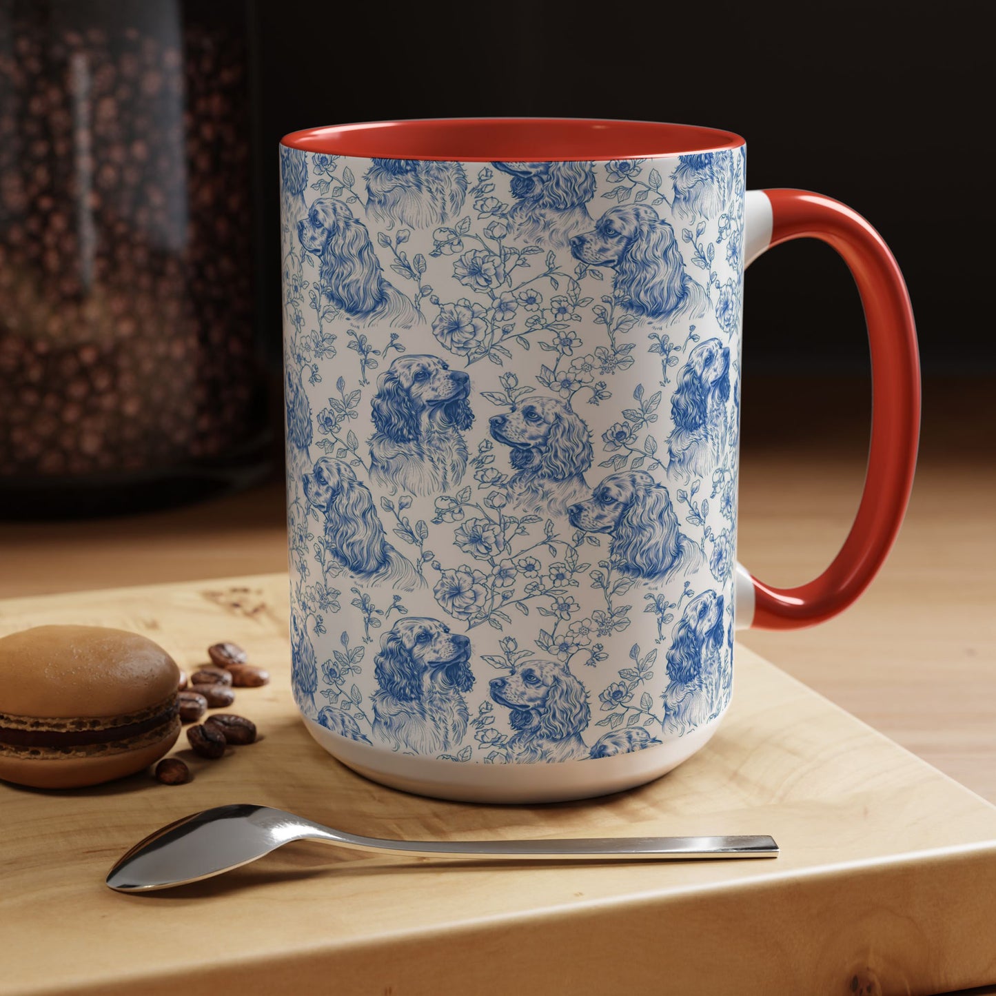 PST70 Toile De Jouy Style Cocker Spaniel Dog Lover - White Mug Accent Mug