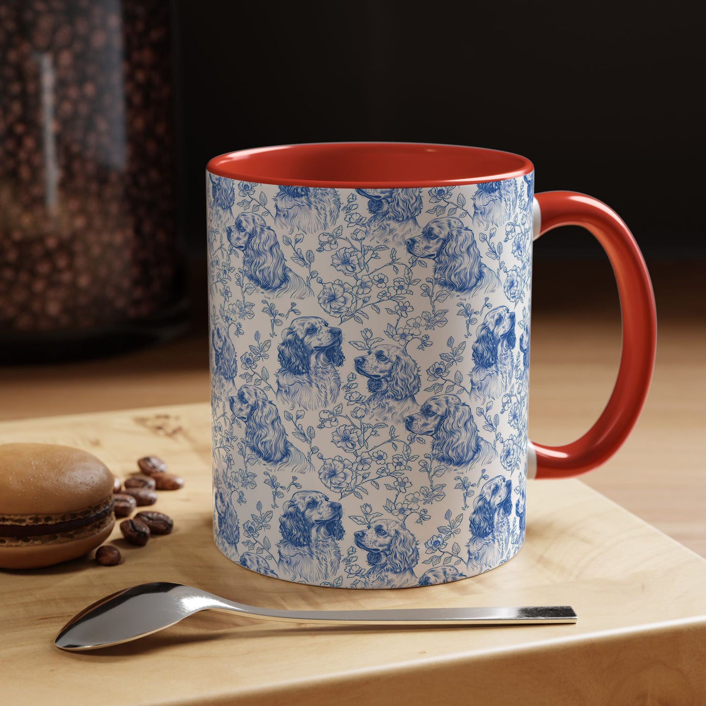 PST70 Toile De Jouy Style Cocker Spaniel Dog Lover - White Mug Accent Mug