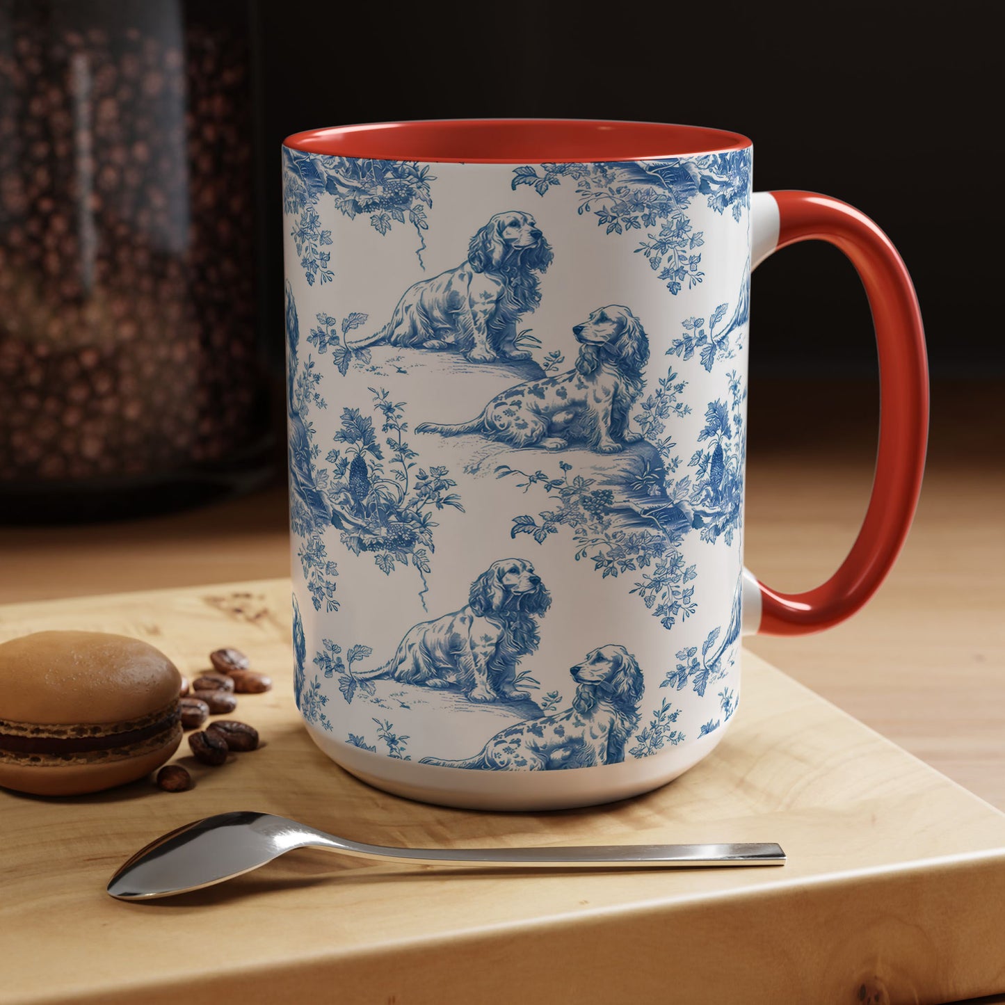 PST71 Toile De Jouy Style Cocker Spaniel Dog Lover - White Mug Accent Mug
