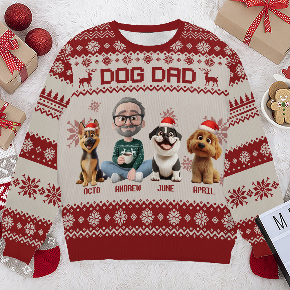 PSTS15 Dog Dad Xmas 3D Cartoon Cute - Personalized Custom Sweater