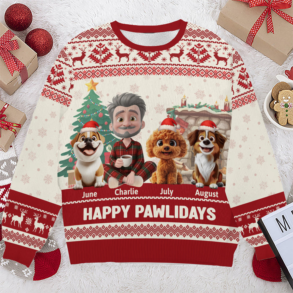 PSTS29 Happy Pawlidays Dog Dad Xmas - Personalized Custom Sweater