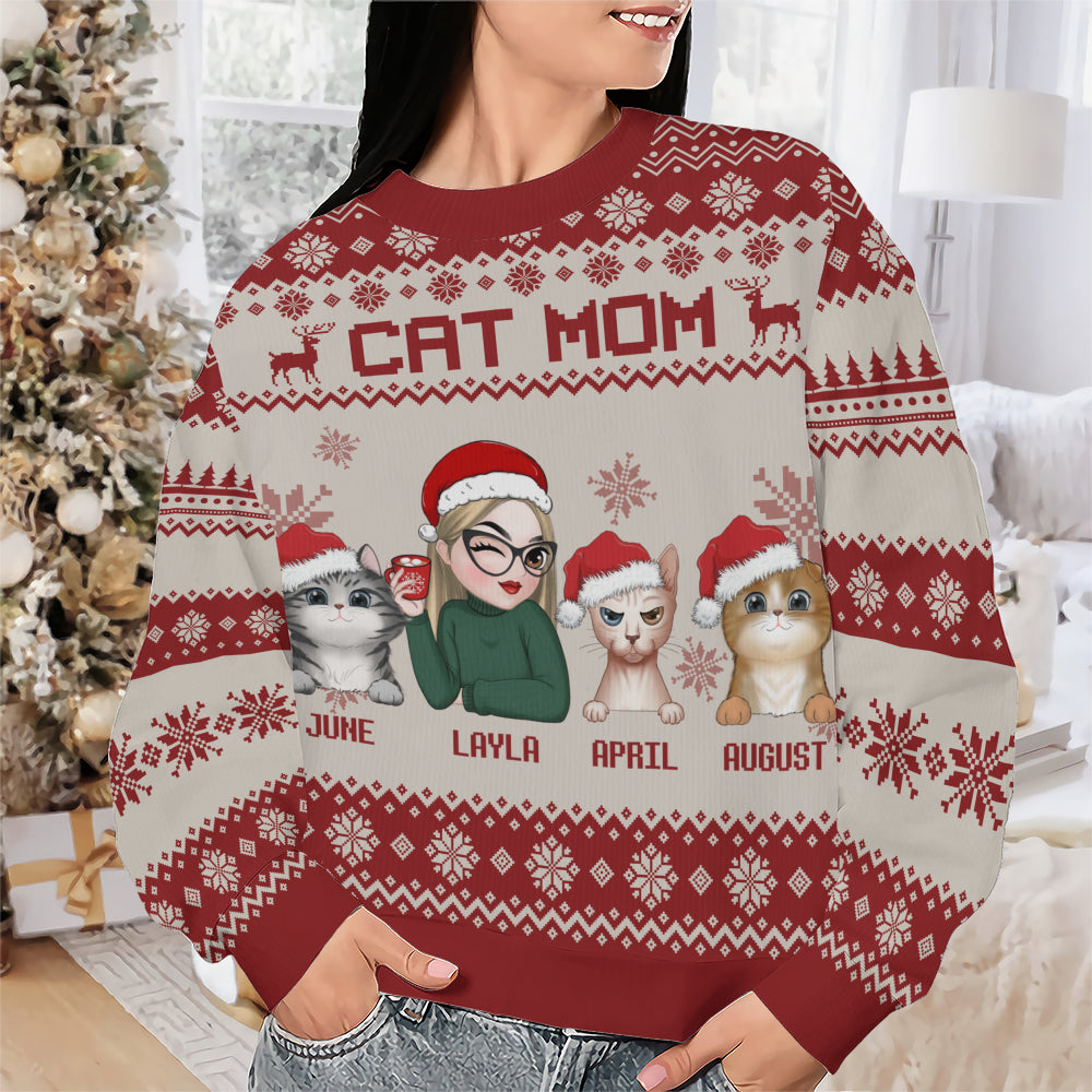 PSTS12 Cat Mom Mum Xmas - Personalized Custom Sweater