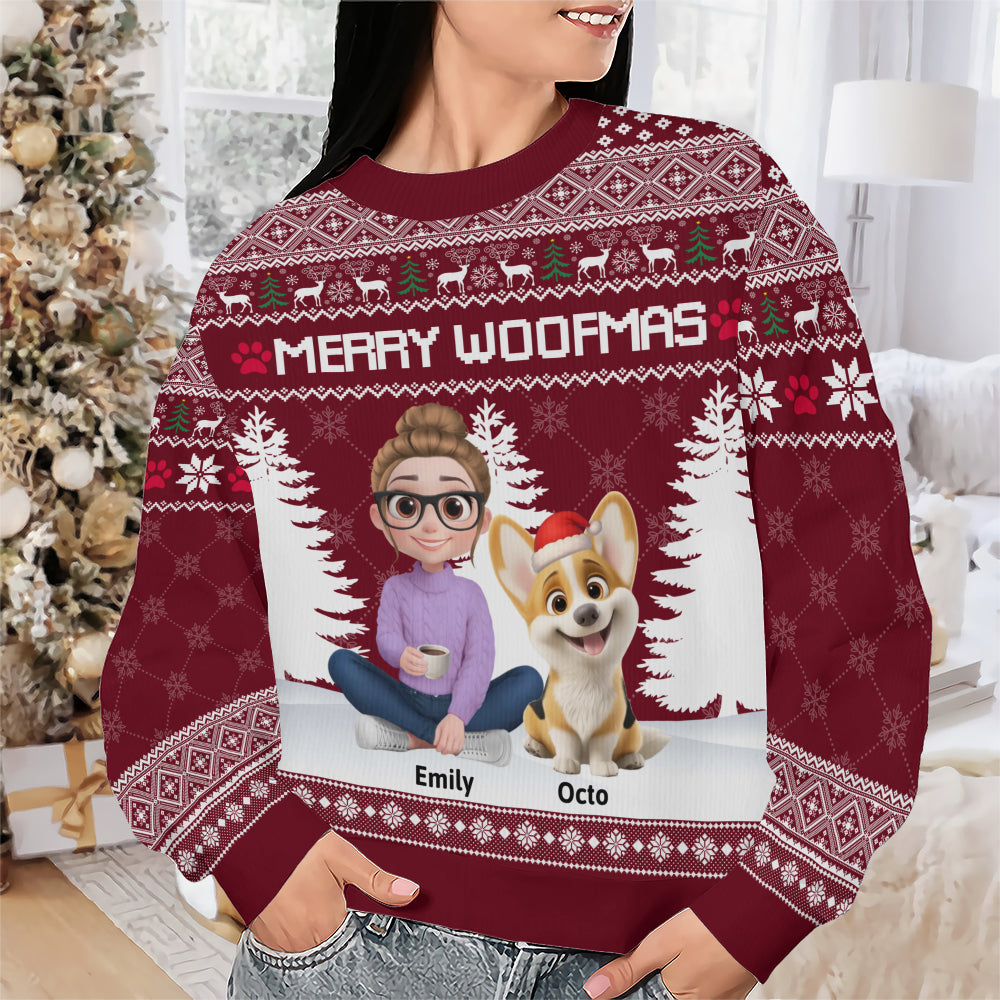 PSTS08 Merry Woofmas Dog Mom Xmas - Personalized Custom Sweater