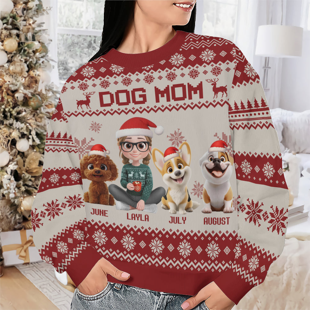 PSTS14 Dog Mom Mum Xmas 3D Cartoon Cute - Personalized Custom Sweater