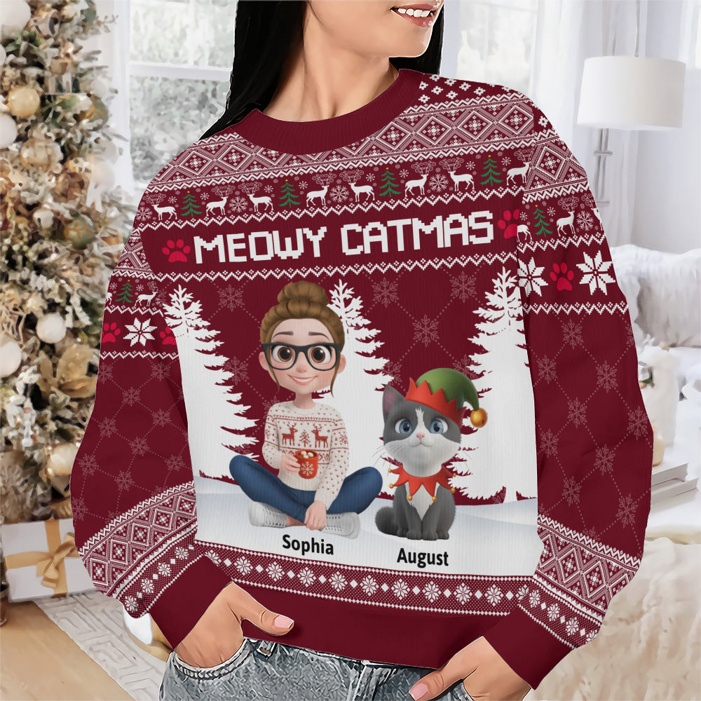 PSTS06 Meowy Catmas Cat Mom Xmas - Personalized Custom Sweater