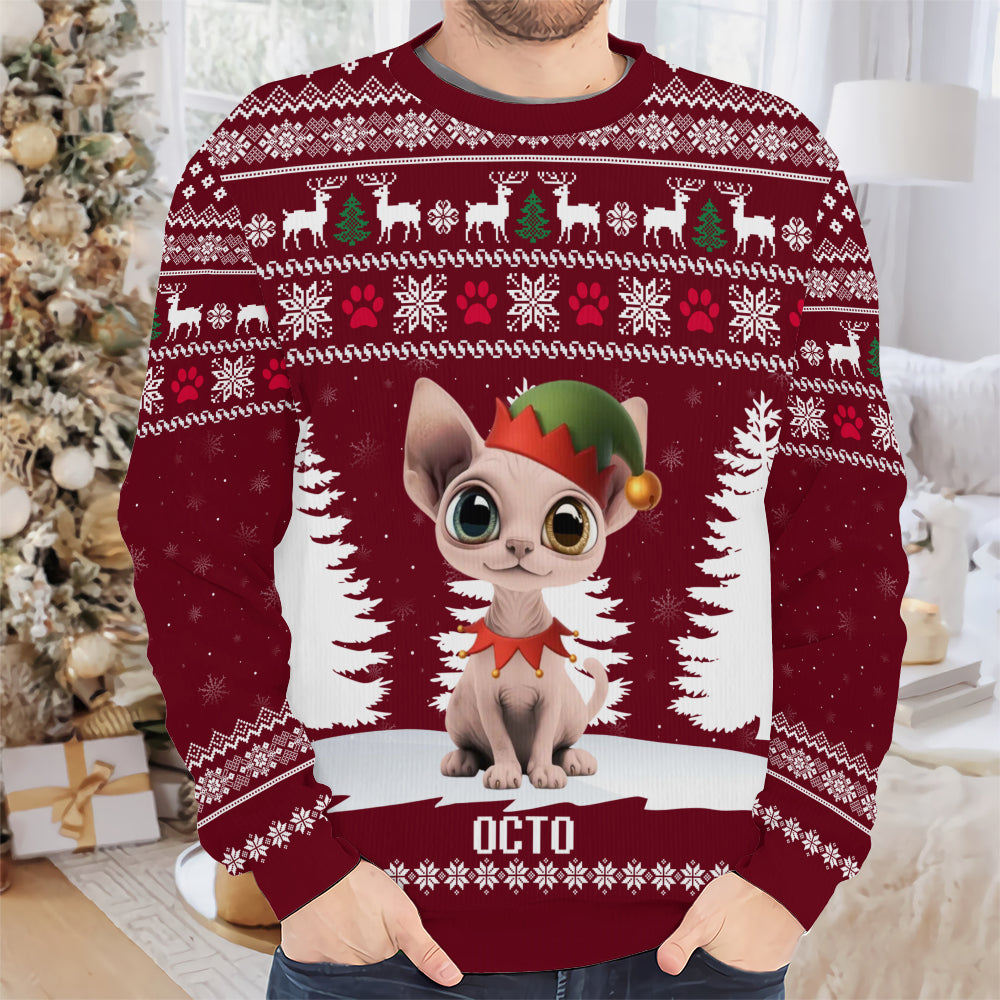 PSTS37 Cat Lover Christmas Pattern - Personalized Custom Sweater