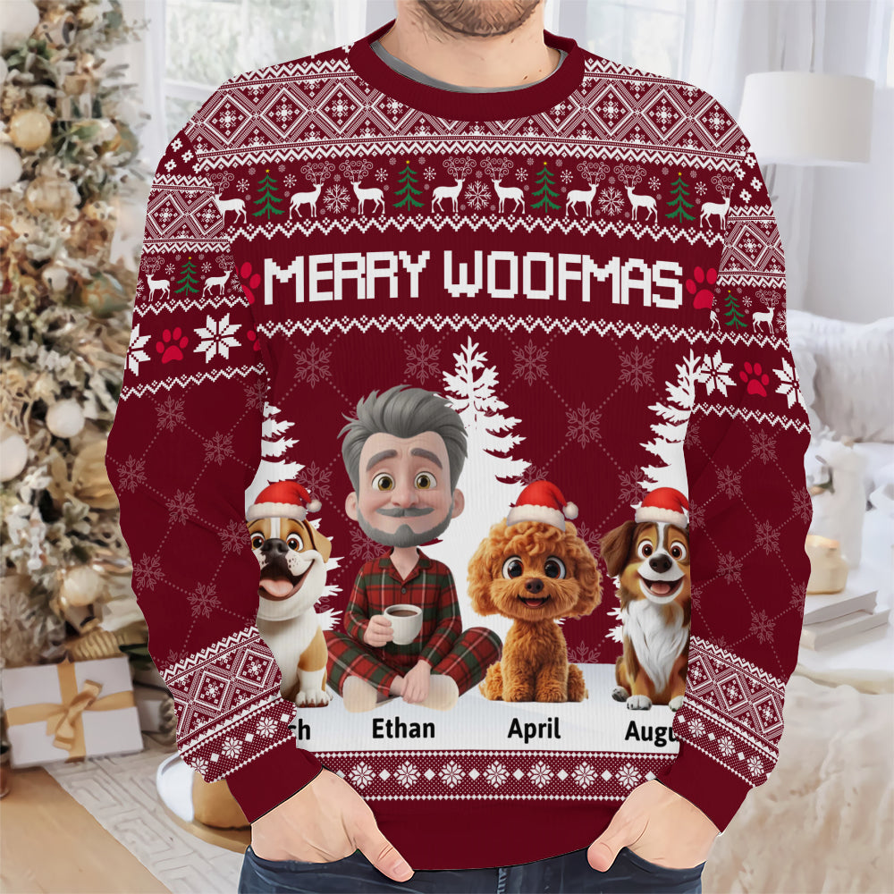 PSTS09 Merry Woofmas Dog Dad Xmas - Personalized Custom Sweater