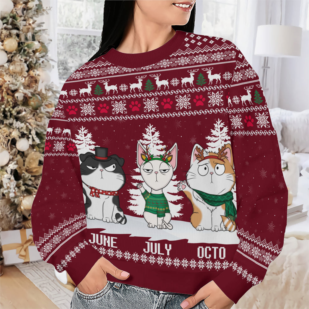 PSTS38 Cat Lover Funny Christmas Pattern - Personalized Custom Sweater