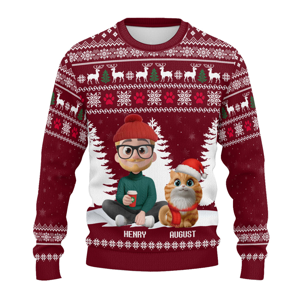 PSTS36 Cat Dad Christmas Pattern - Personalized Custom Sweater
