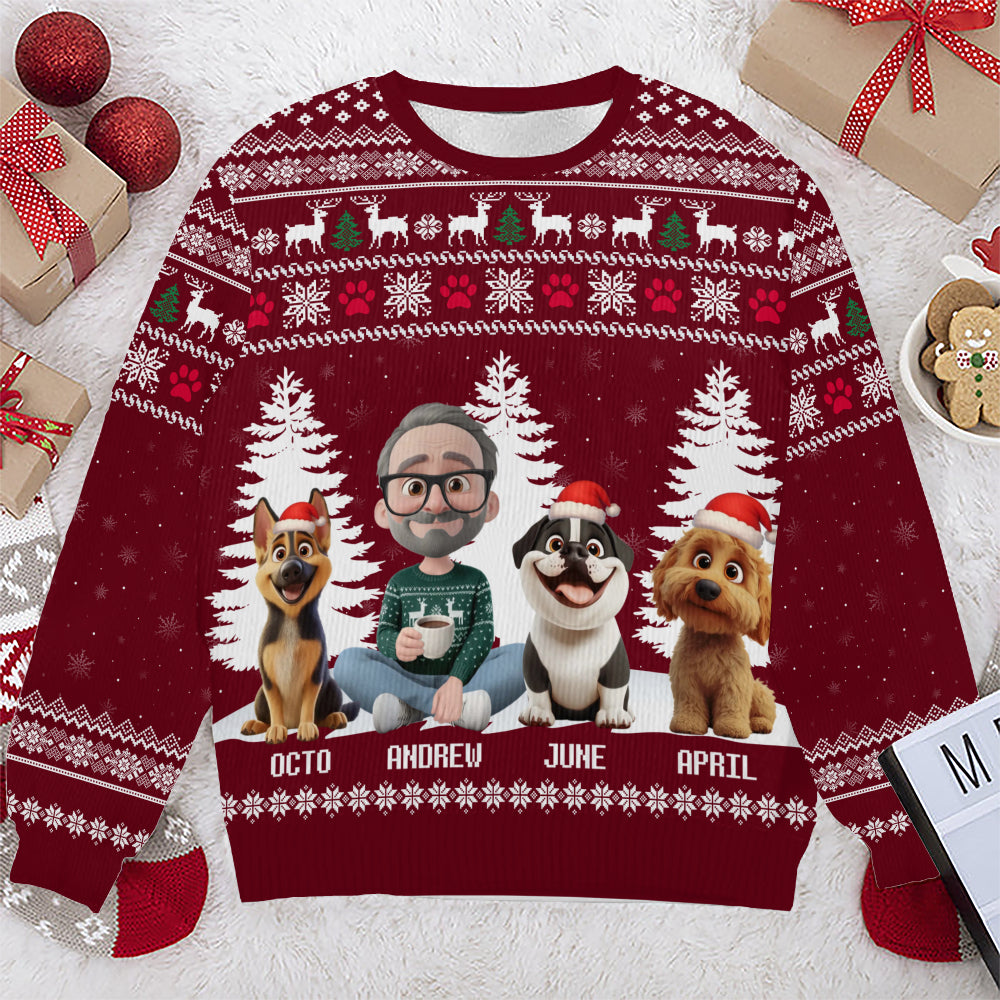 PSTS33 Dog Dad Christmas Pattern - Personalized Custom Sweater