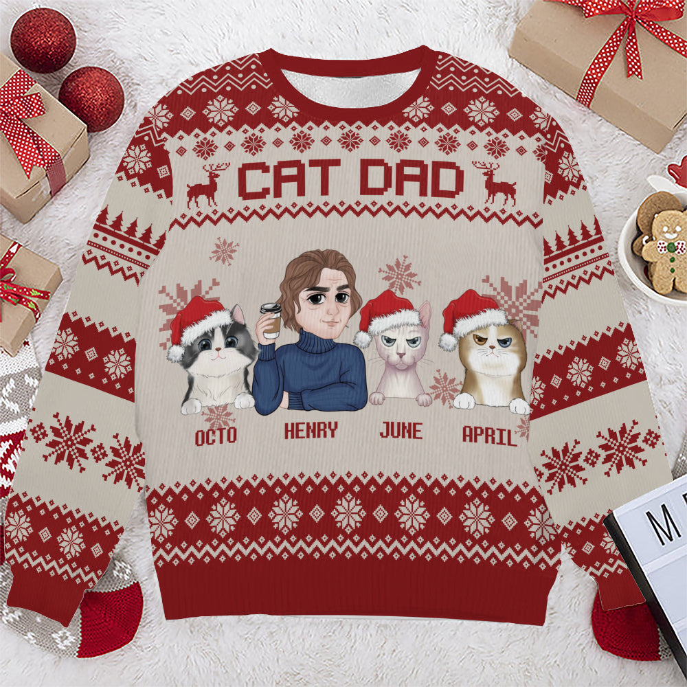 PSTS13 Cat Dad Xmas - Personalized Custom Sweater