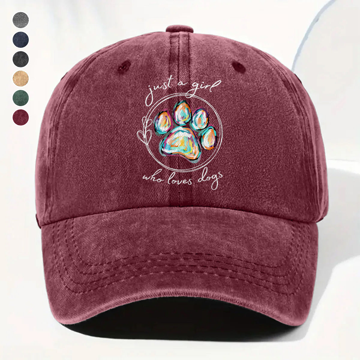PSC22 Just A Girl Who Loves Dogs - Wash Denim Cap