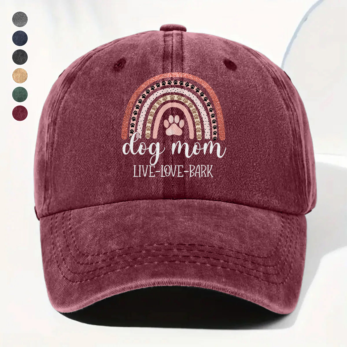 PSC28 Dog Mom Live Love Bark - Wash Denim Cap