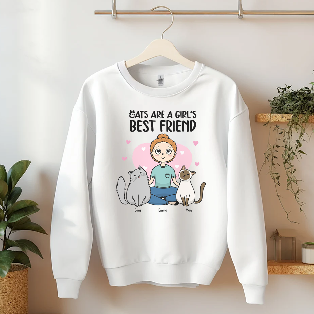 PST37 Cats Are A Girl's Best Friend Woman Frontal Kawaii Syle