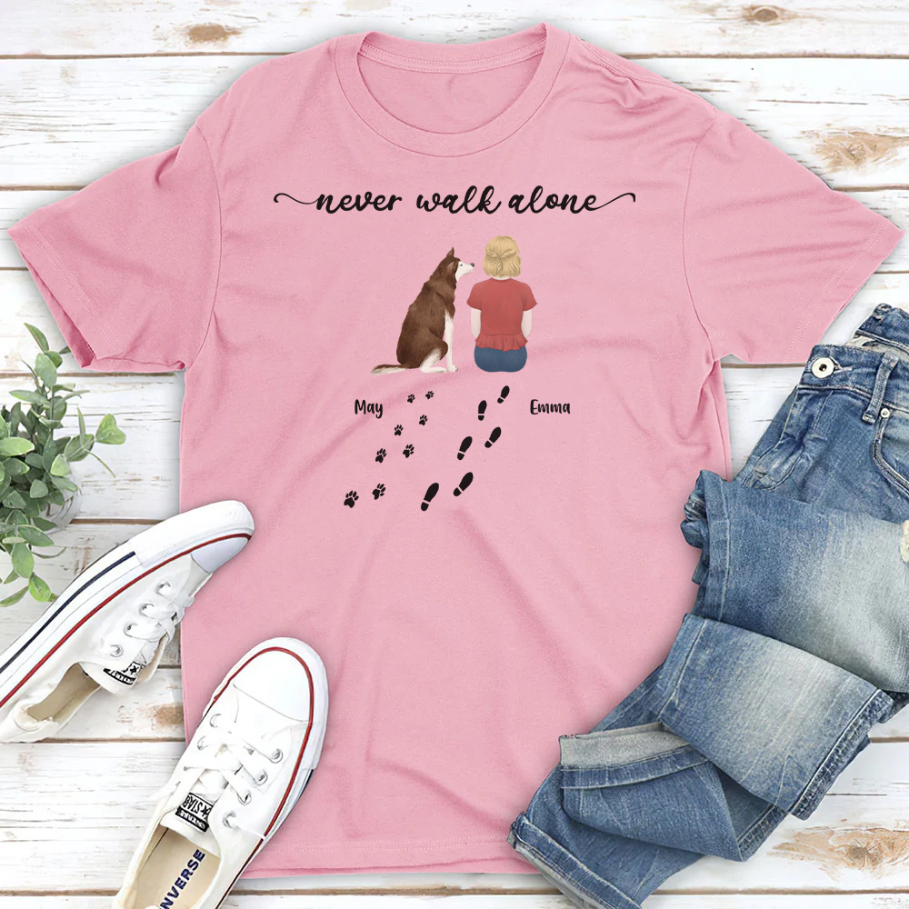 PST30 Never Walk Alone Female Male Dog Back