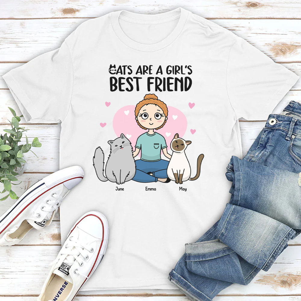 PST37 Cats Are A Girl's Best Friend Woman Frontal Kawaii Syle
