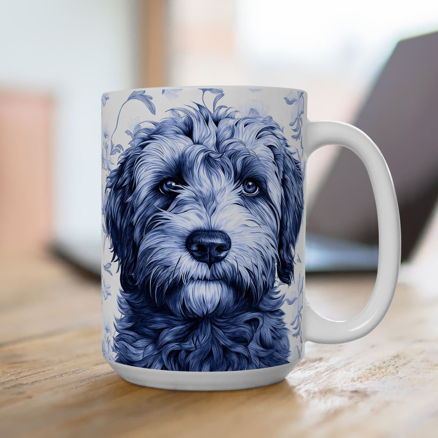 PST75 Toile De Jouy Style Doodle Dog Lover - White Mug Accent Mug