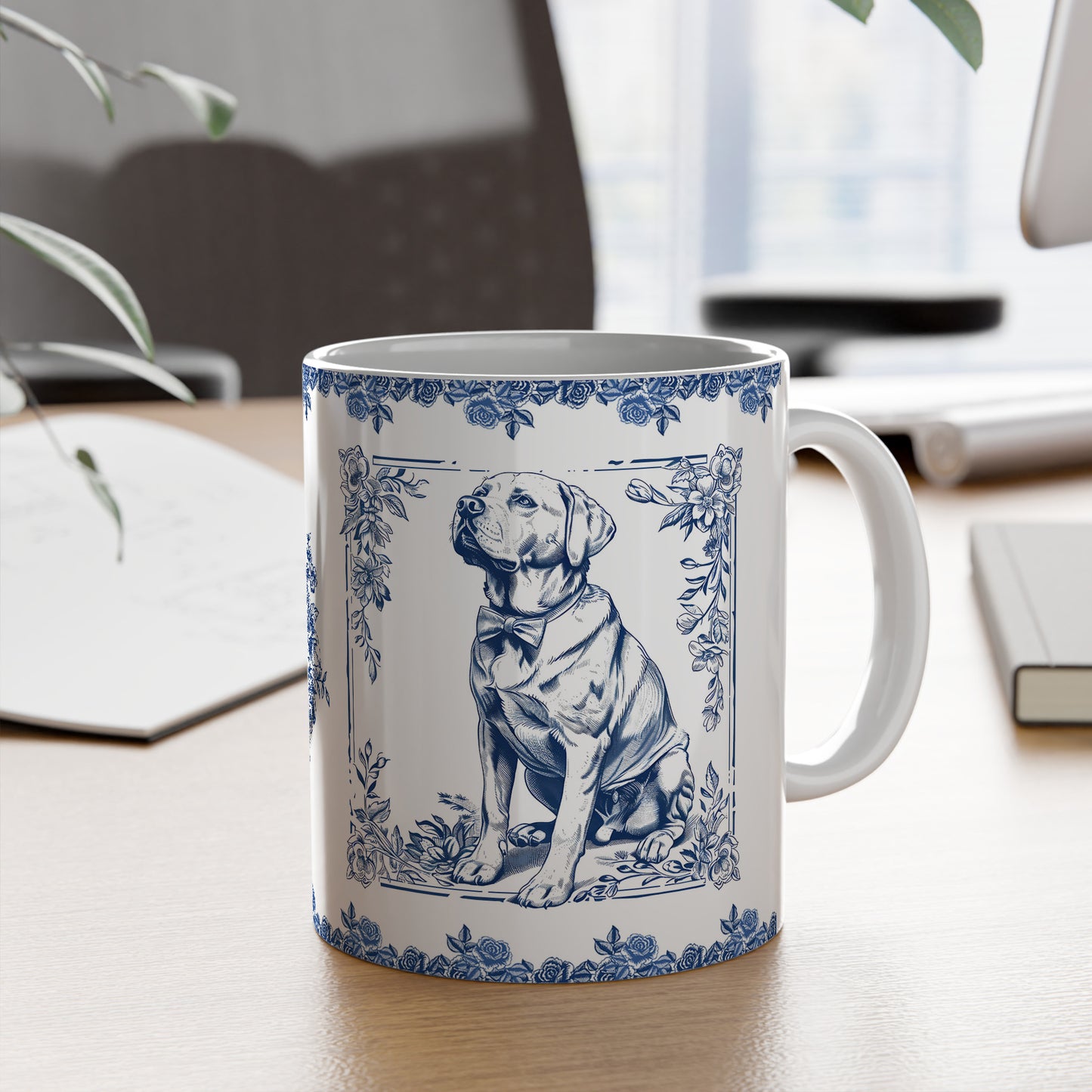 PST73 Toile De Jouy Style Labrador Dog Lover - White Mug Accent Mug