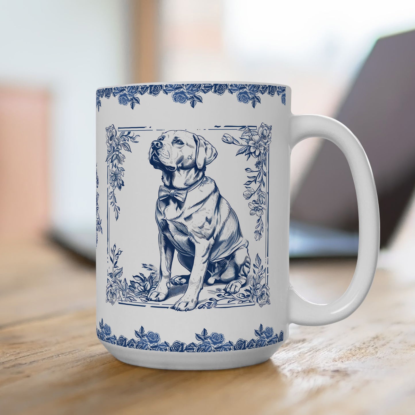 PST73 Toile De Jouy Style Labrador Dog Lover - White Mug Accent Mug