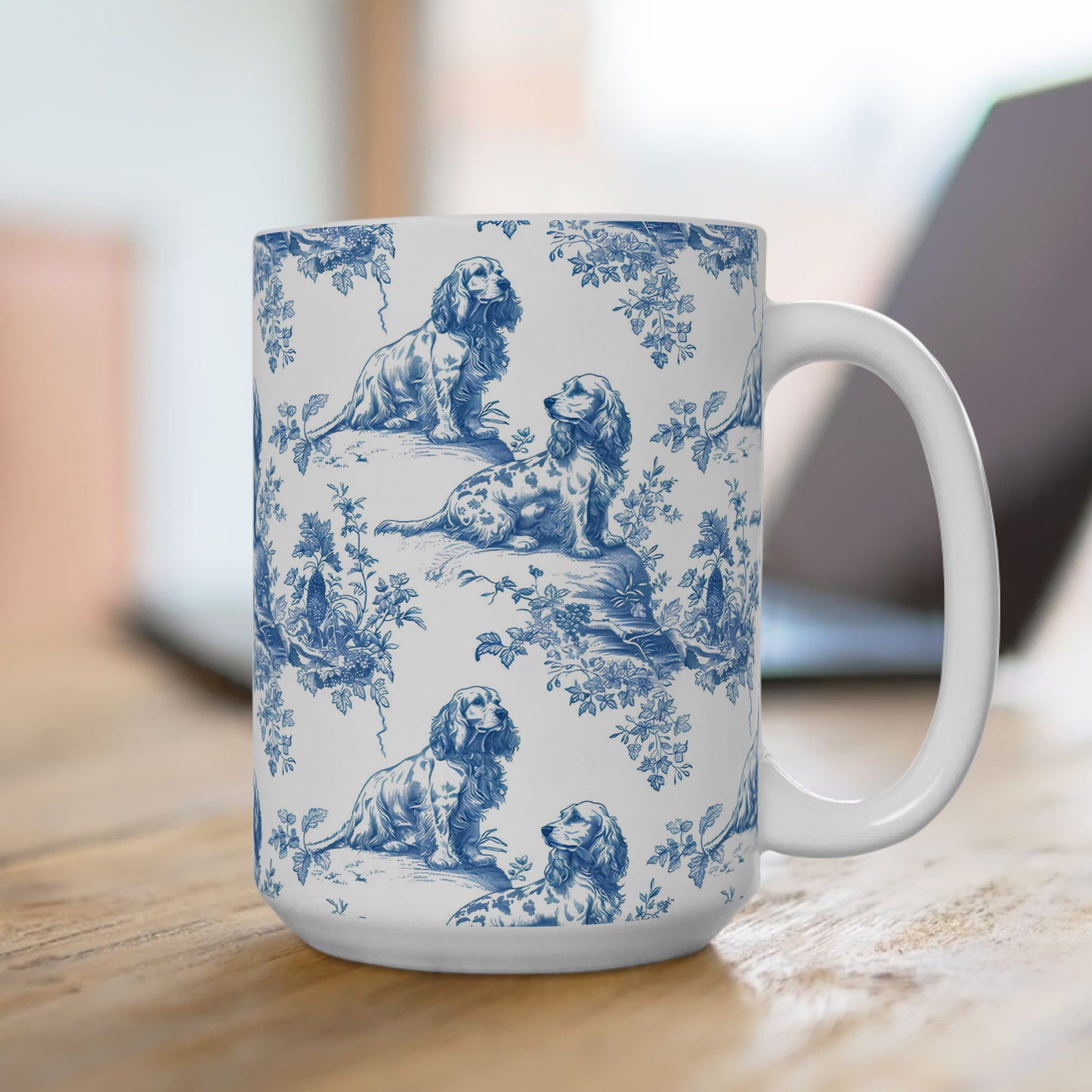 PST71 Toile De Jouy Style Cocker Spaniel Dog Lover - White Mug Accent Mug