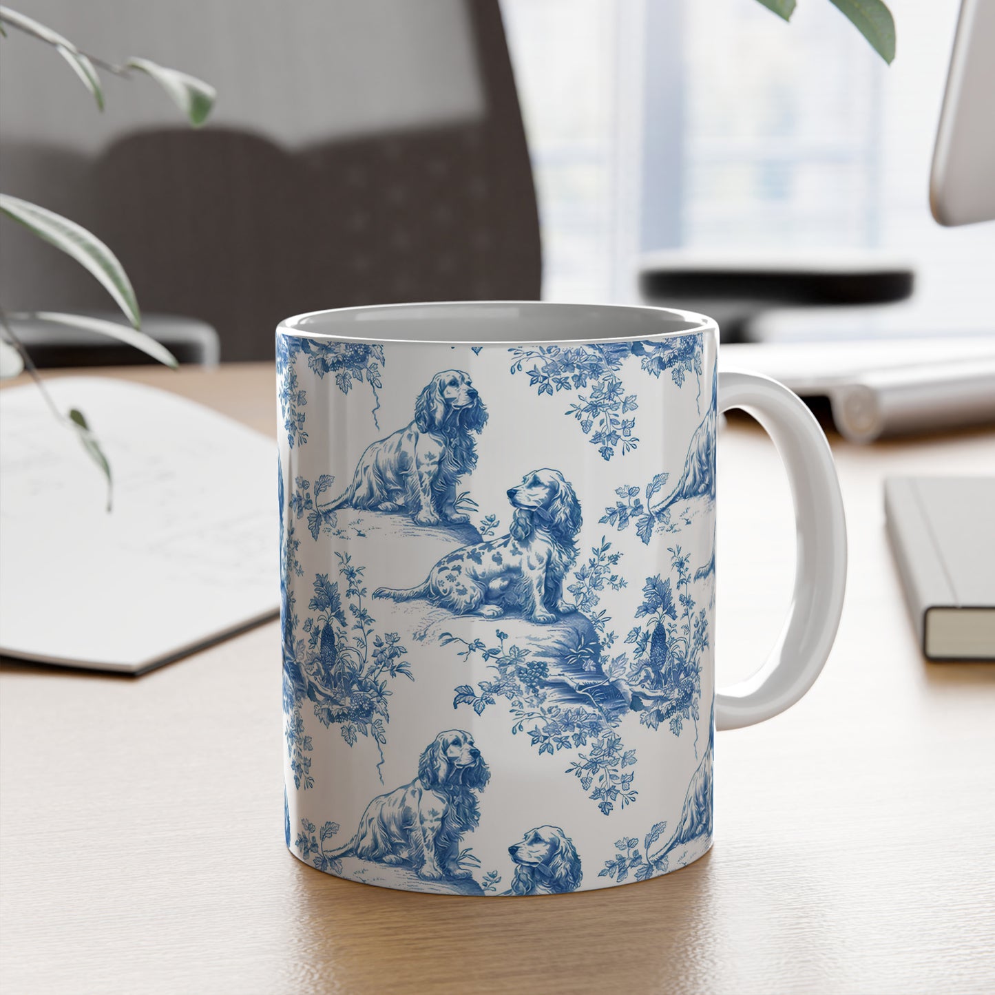 PST71 Toile De Jouy Style Cocker Spaniel Dog Lover - White Mug Accent Mug