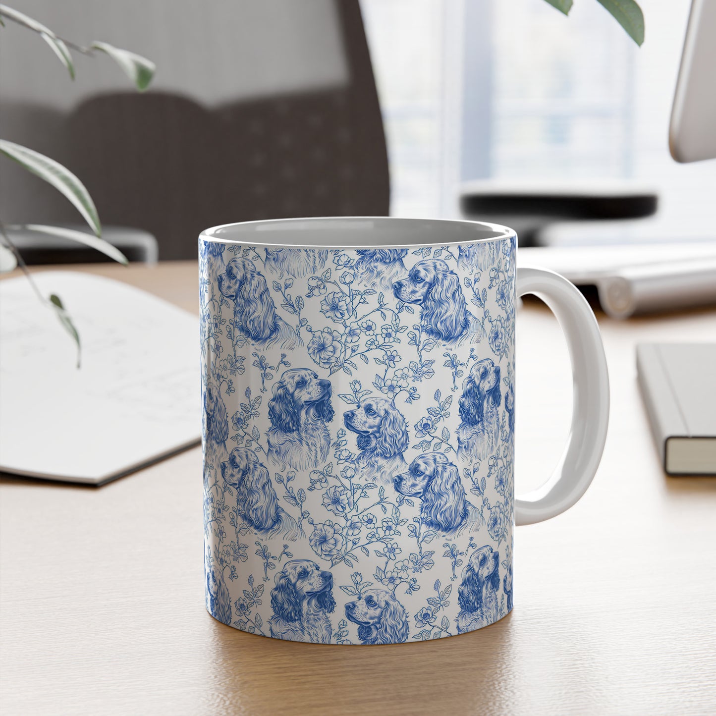PST70 Toile De Jouy Style Cocker Spaniel Dog Lover - White Mug Accent Mug