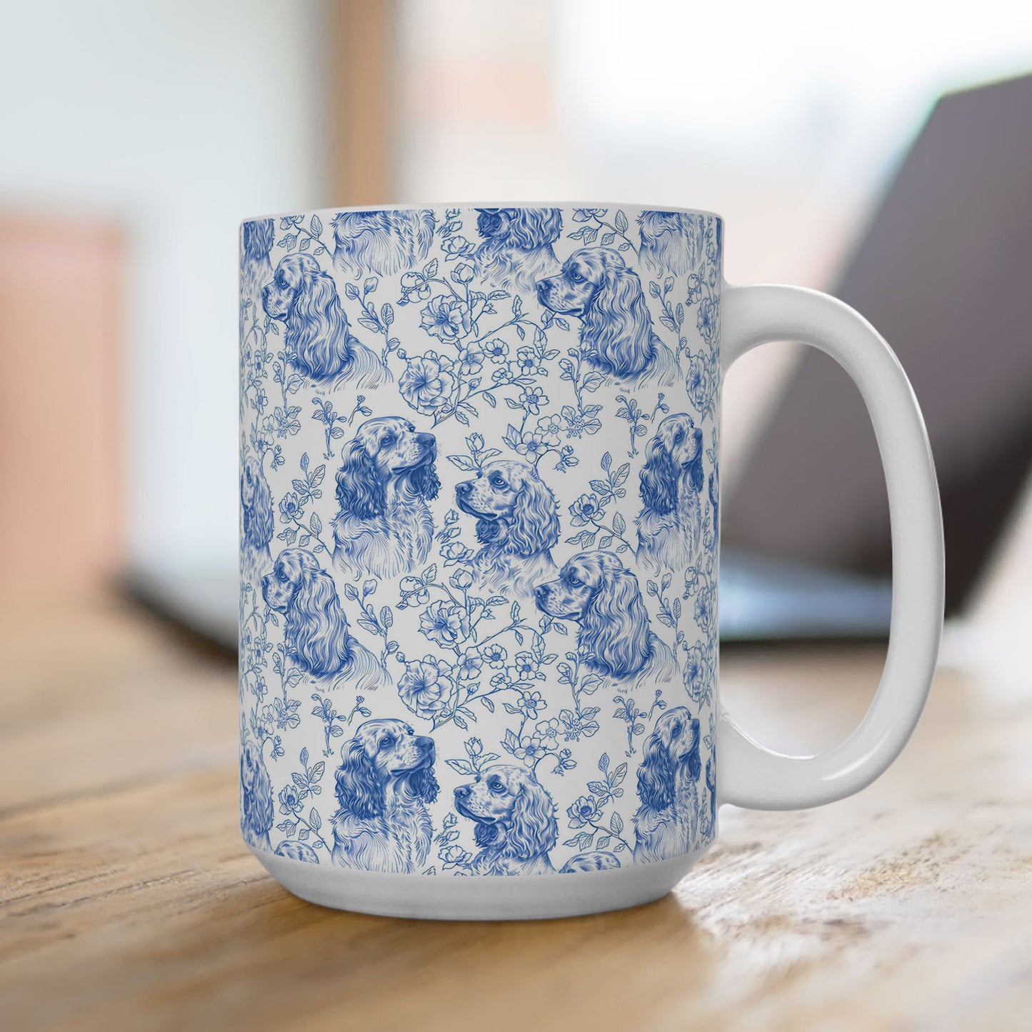 PST70 Toile De Jouy Style Cocker Spaniel Dog Lover - White Mug Accent Mug