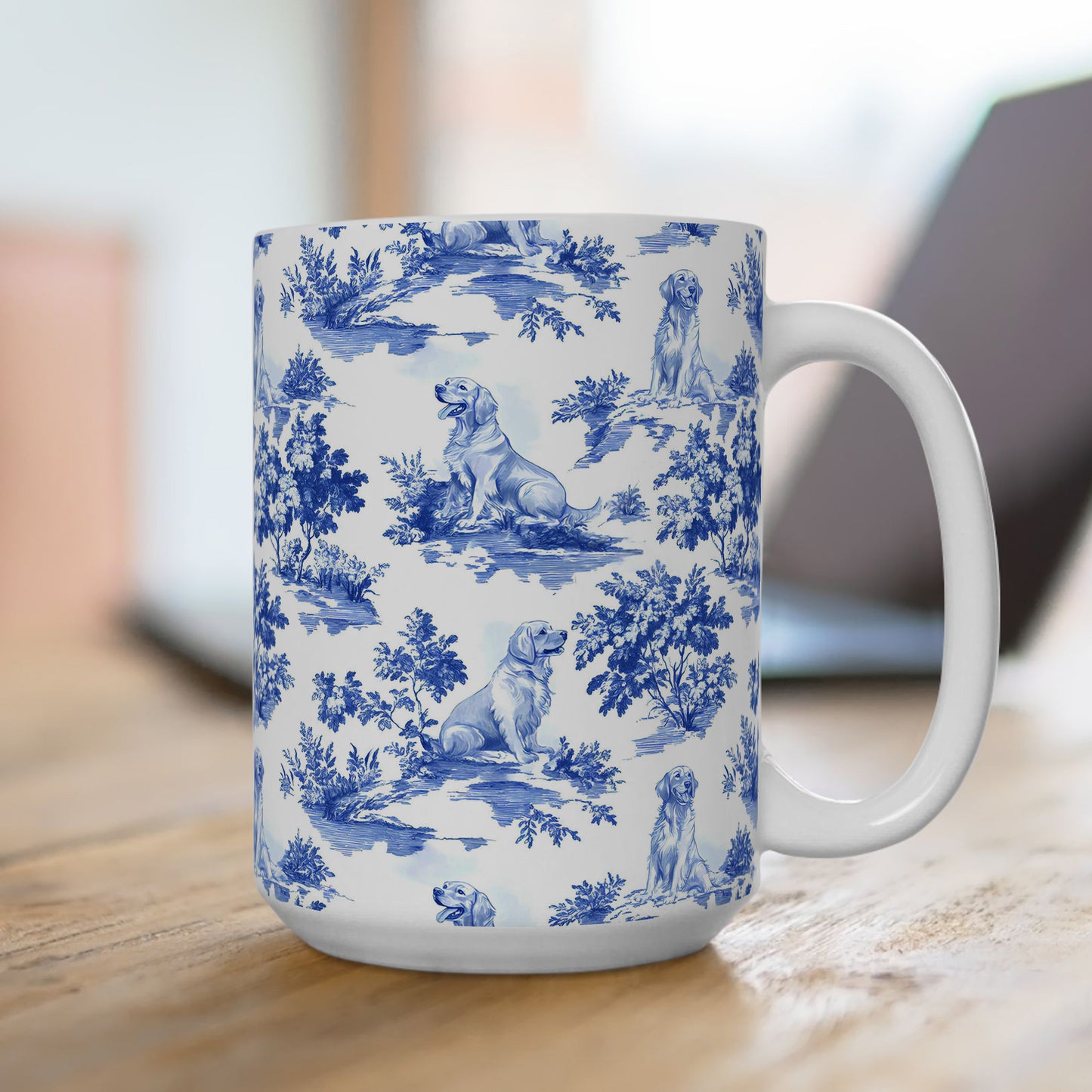 PST66 Toile De Jouy Style Golden Retriever Dog Lover - White Mug Accent Mug