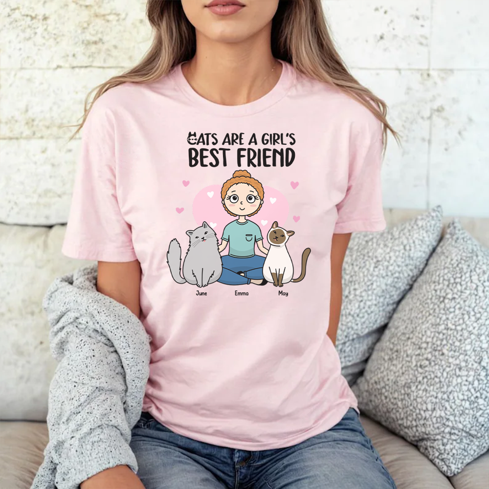 PST37 Cats Are A Girl's Best Friend Woman Frontal Kawaii Syle