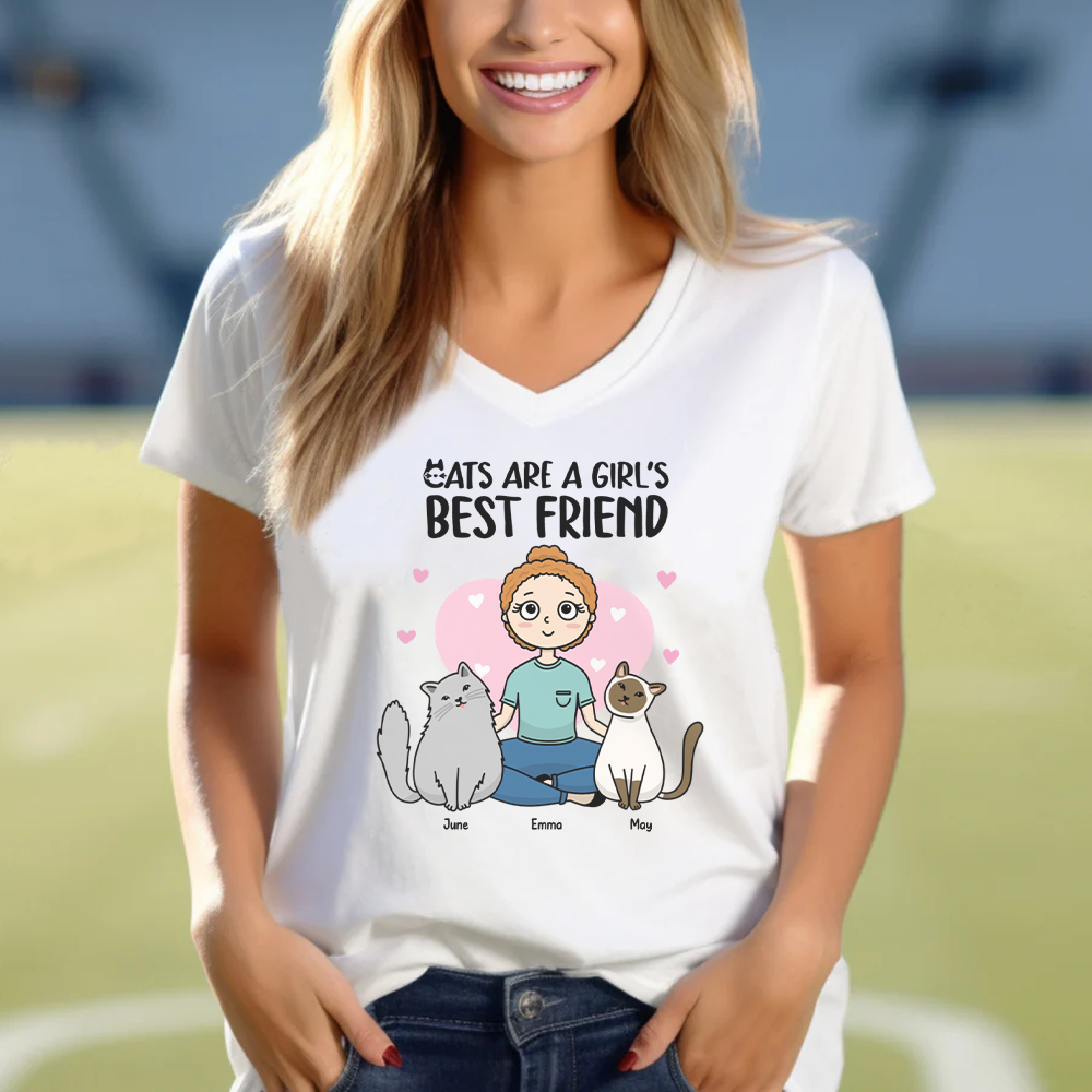 PST37 Cats Are A Girl's Best Friend Woman Frontal Kawaii Syle